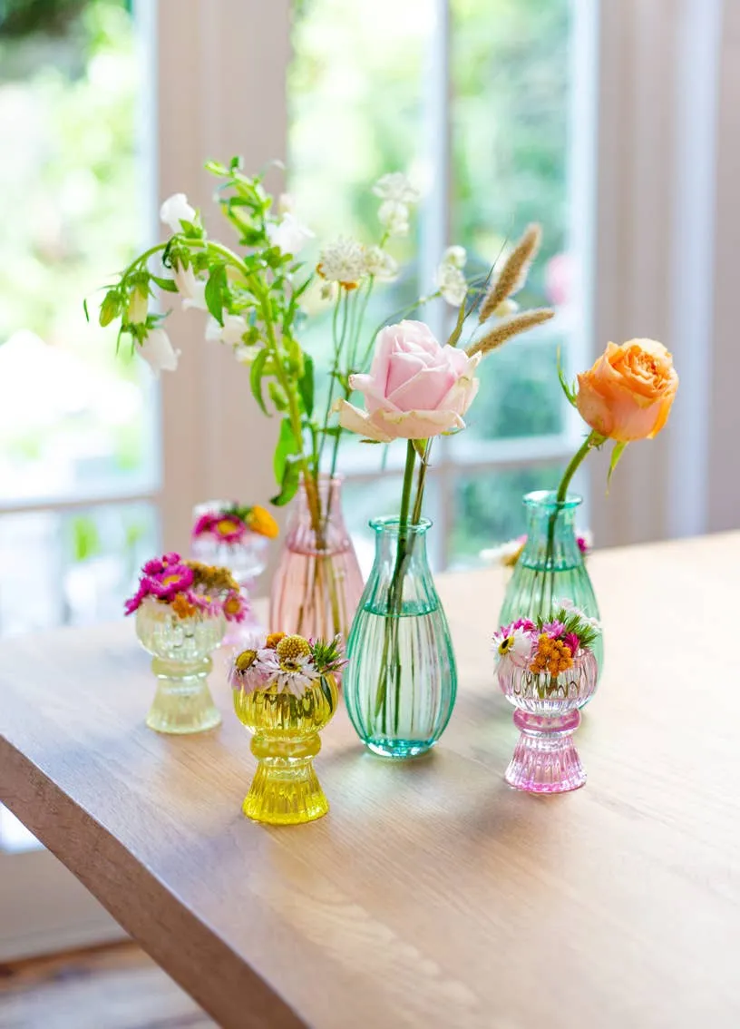 Jade Green Glass Bud Vase for Flowers - Spring Dcor