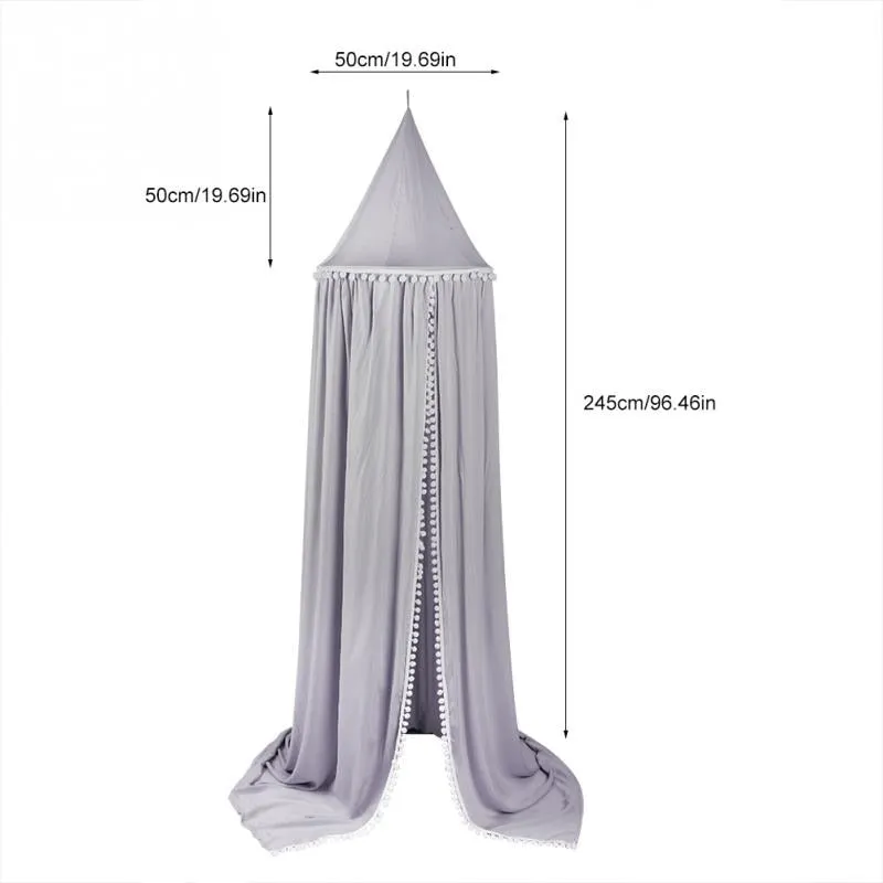 Kids Bed Canopy with Pom Poms Hanging