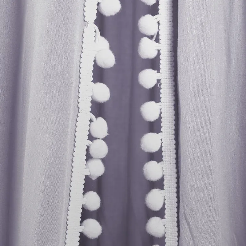 Kids Bed Canopy with Pom Poms Hanging