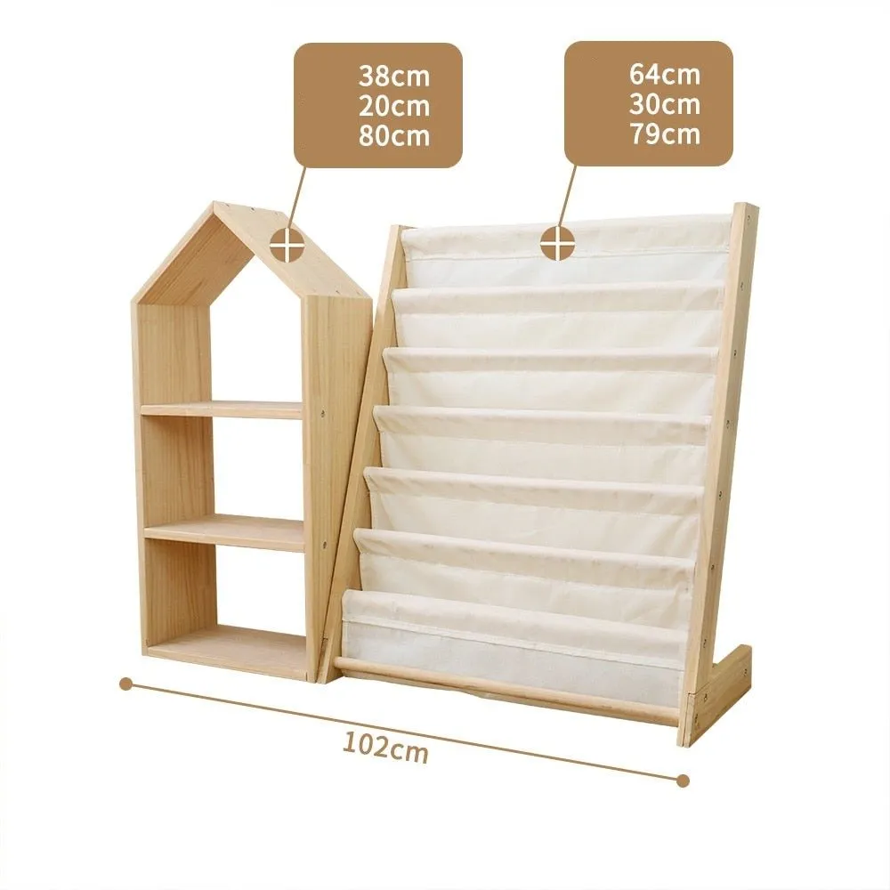 Kids Multi-layer Solid Wood Toy Storage Shelf