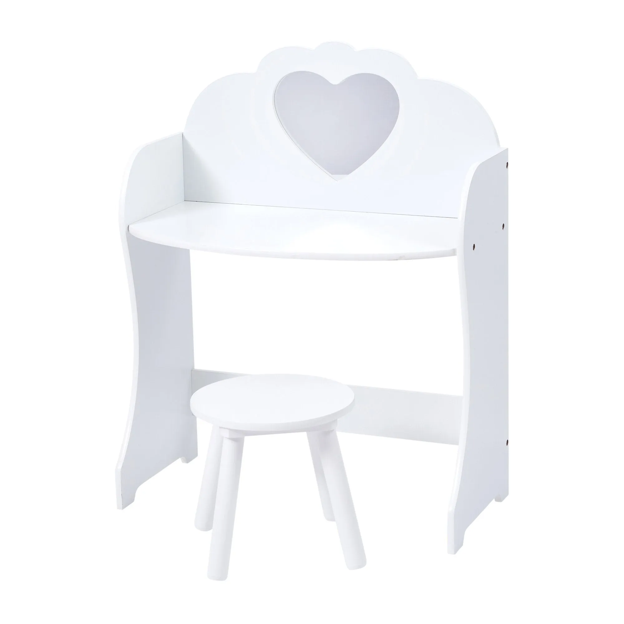 Kids White Wooden Dressing Table and Stool Set