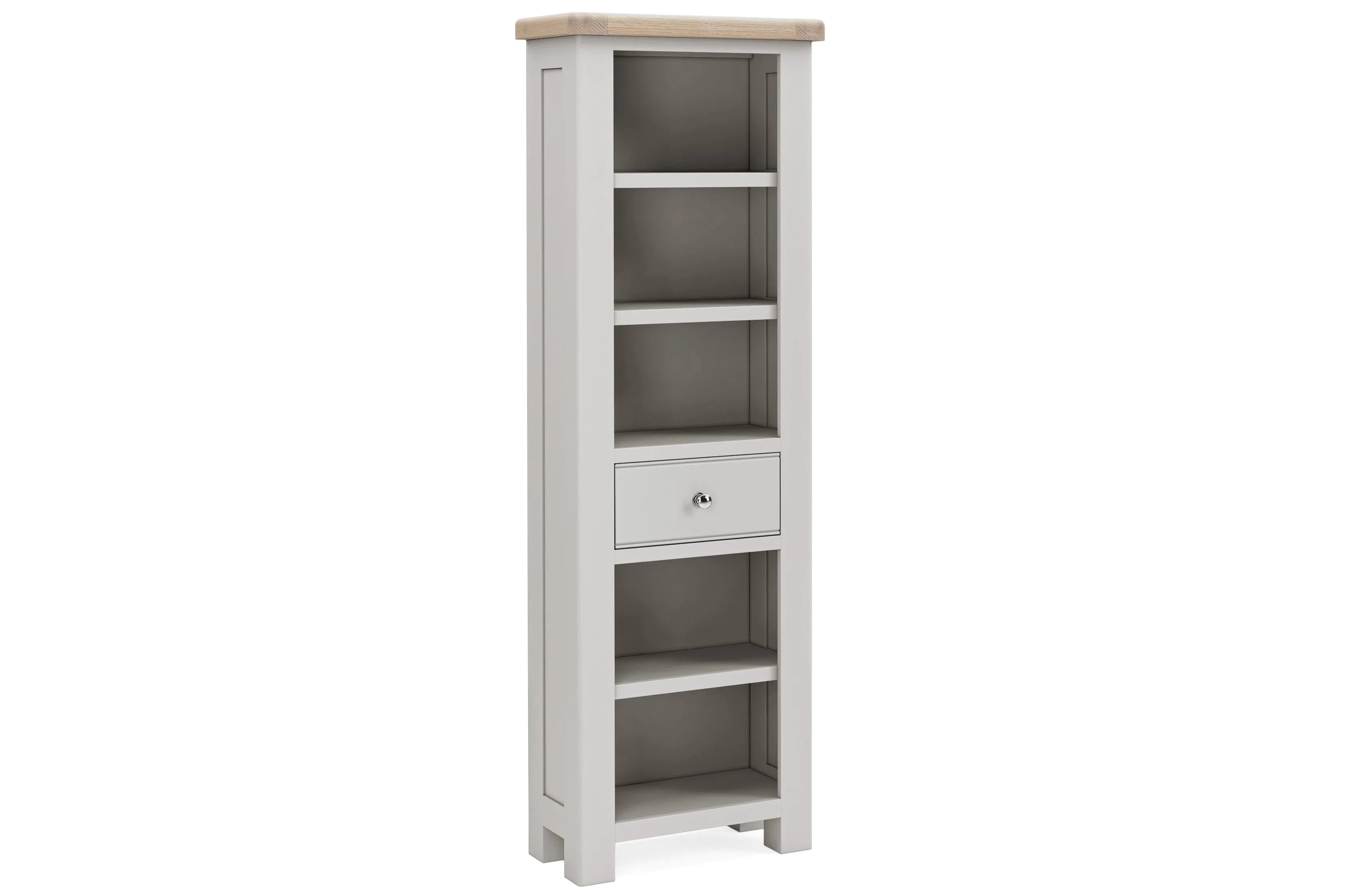 Kilronan - Grey And Oak Slim Bookcase with Drawer