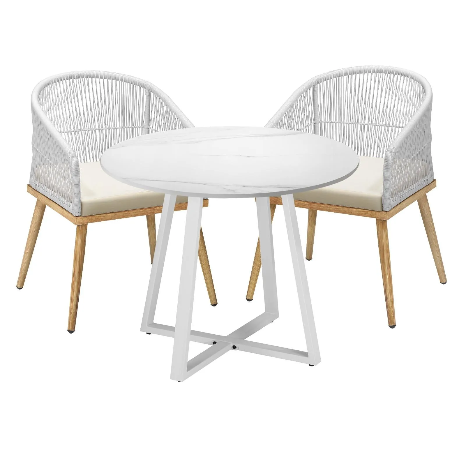 Livsip 3PCS Outdoor Dining Setting Table and Chairs Patio Furniture Bistro Set