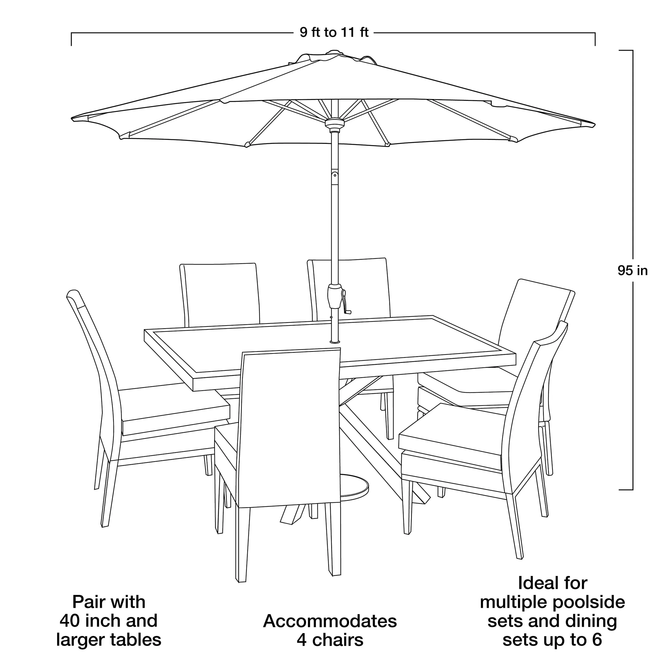 Mainstays 9ft B & W Cabana Stripe Round Outdoor Tilting Market Patio Umbrella with Crank