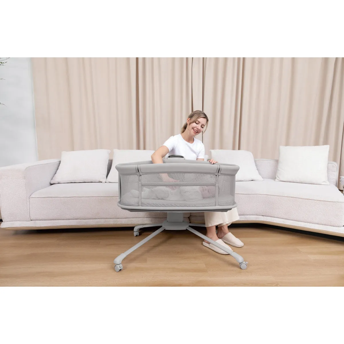 Mastela Bassinet Dream Starlight Bedside Bassinet Dark Grey Birth  to 12M