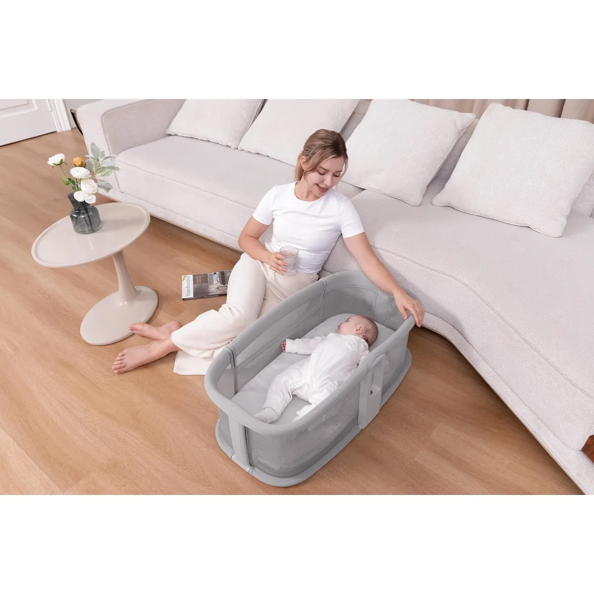 Mastela Bassinet Dream Starlight Bedside Bassinet Dark Grey Birth  to 12M