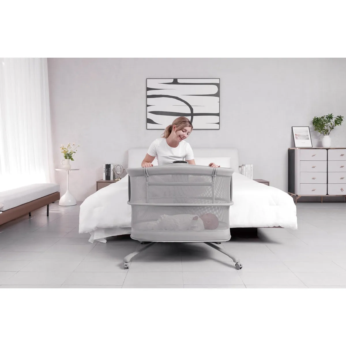 Mastela Bassinet Dream Starlight Bedside Bassinet Dark Grey Birth  to 12M