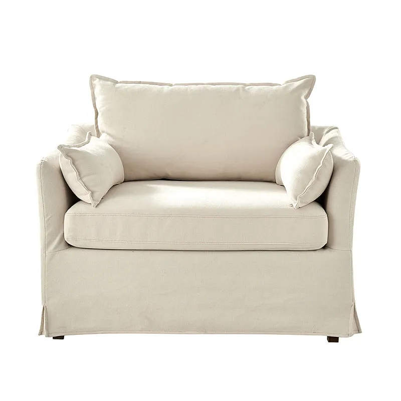 Miles Slipcovered Armchair with Large Ottoman