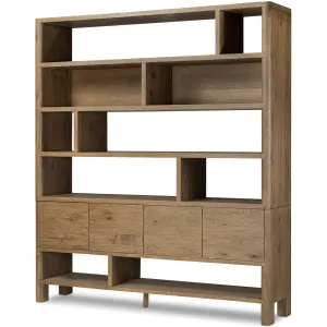 Noeline Wide Bookcase, Worn Oak
