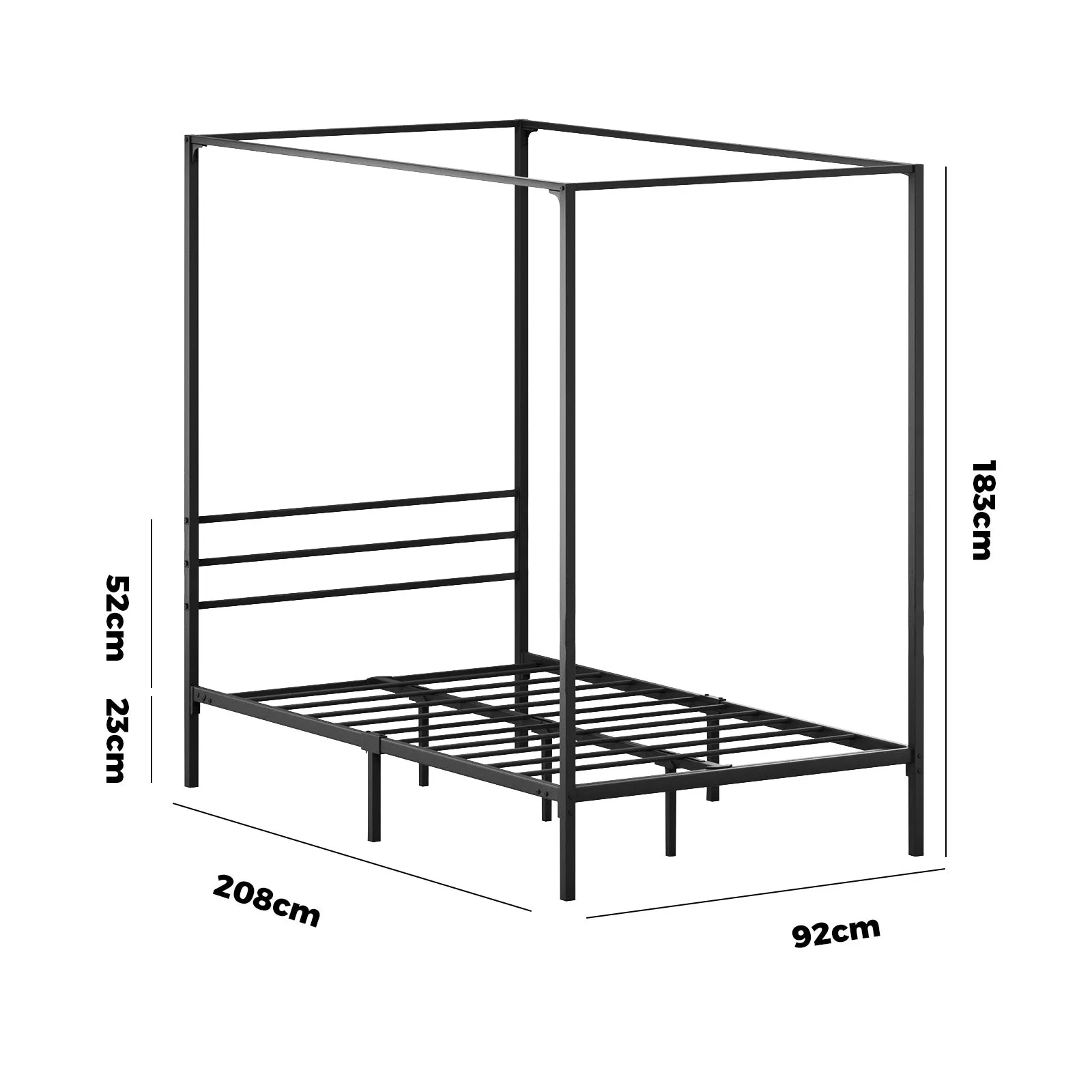 Oikiture Metal Canopy Bed Frame Single Size Beds Platform