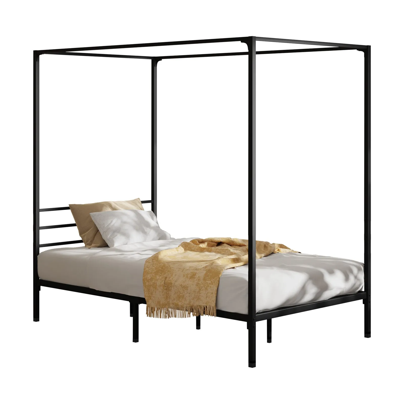 Oikiture Metal Canopy Bed Frame Single Size Beds Platform