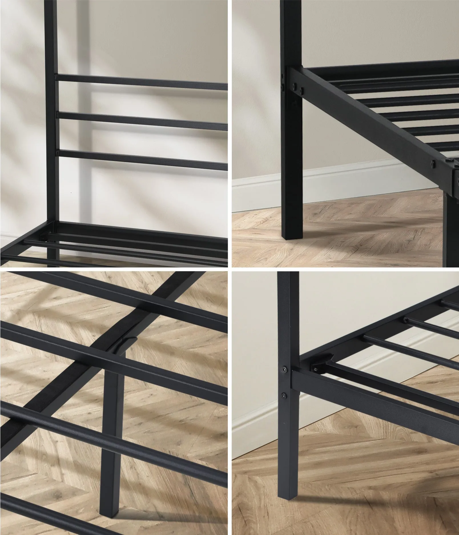 Oikiture Metal Canopy Bed Frame Single Size Beds Platform
