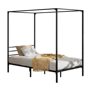 Oikiture Metal Canopy Bed Frame Single Size Beds Platform