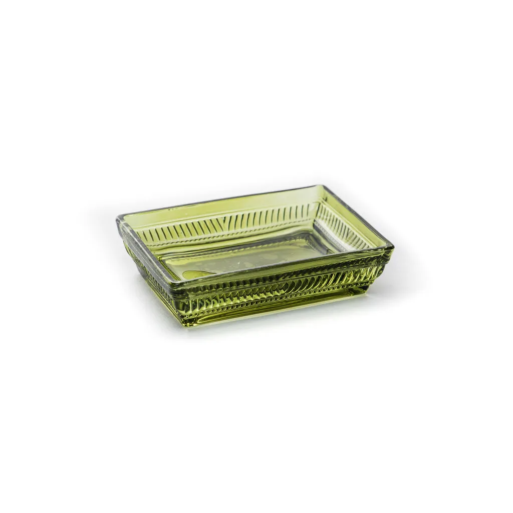 Olive Glass Soap Dish