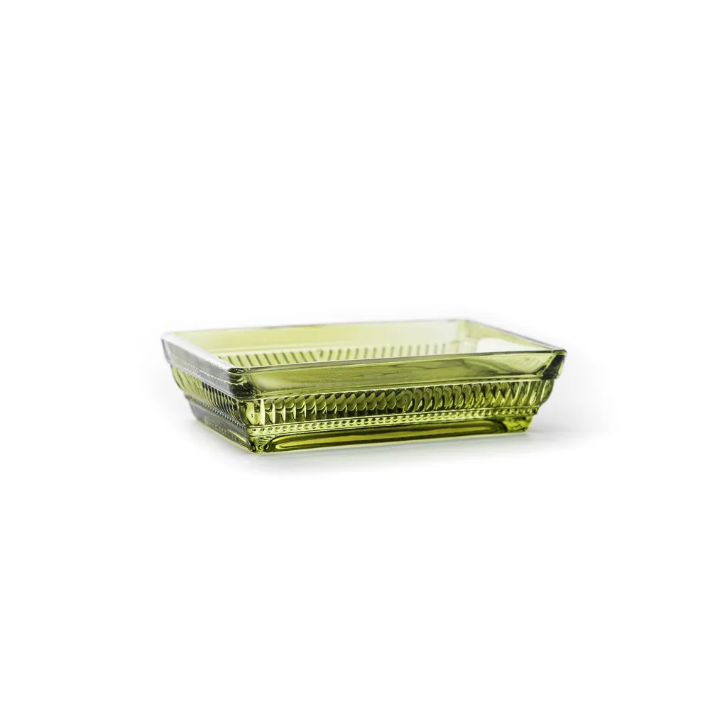 Olive Glass Soap Dish