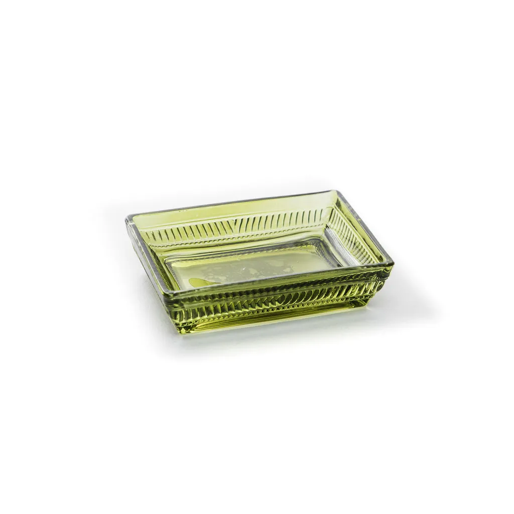 Olive Glass Soap Dish