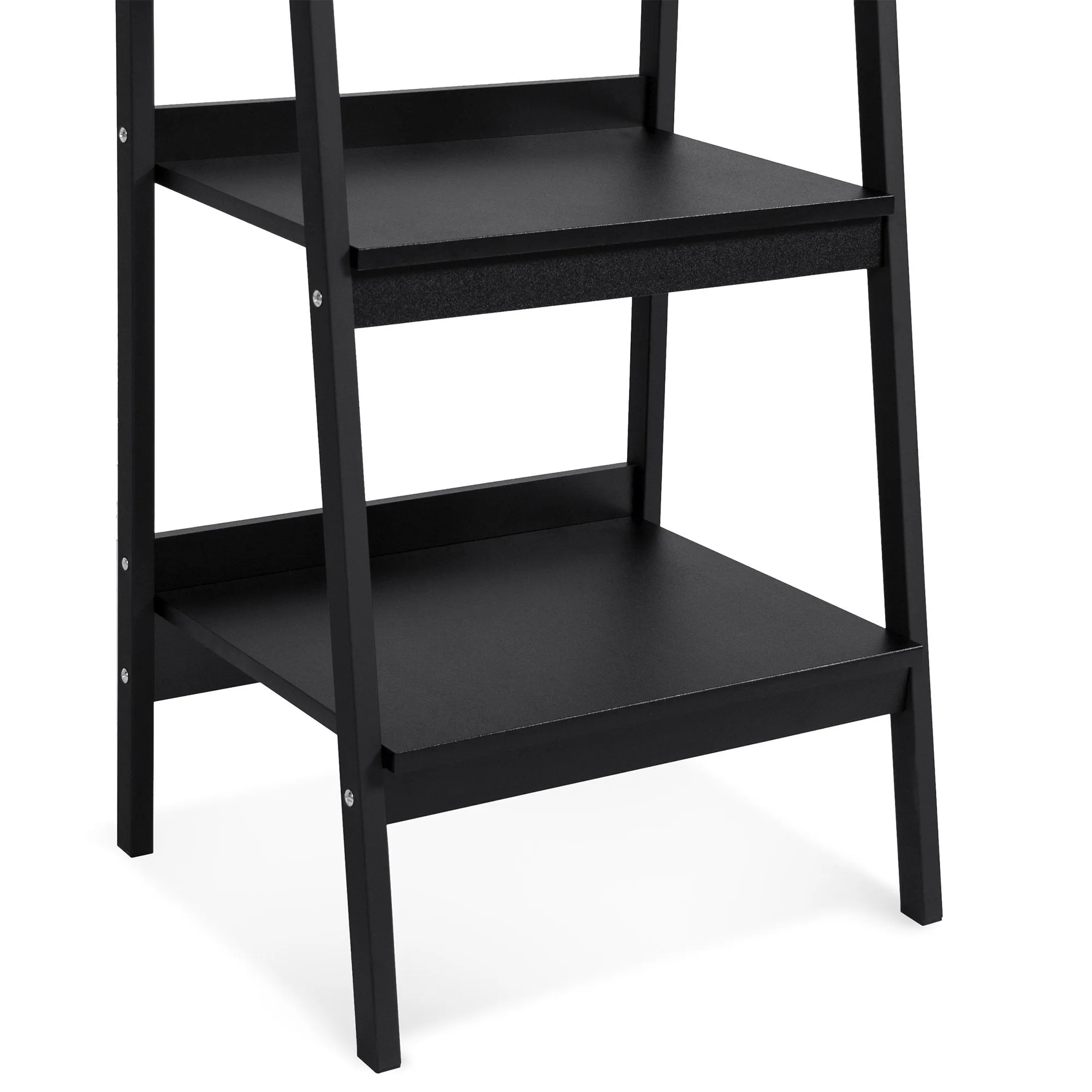 Set of 2 4-Shelf Open Ladder Bookcase Display - Black