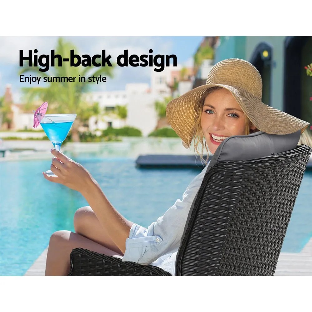 Set of 2 Elara Outdoor Recliner Patio Chairs Black