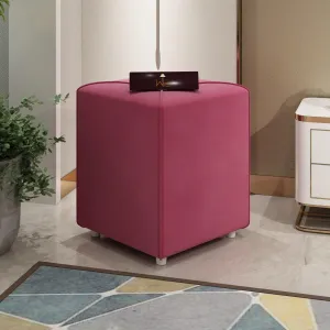 Stool for Living Room Soft Fabric Comfortable Cushion Ottoman Stool (Pink)
