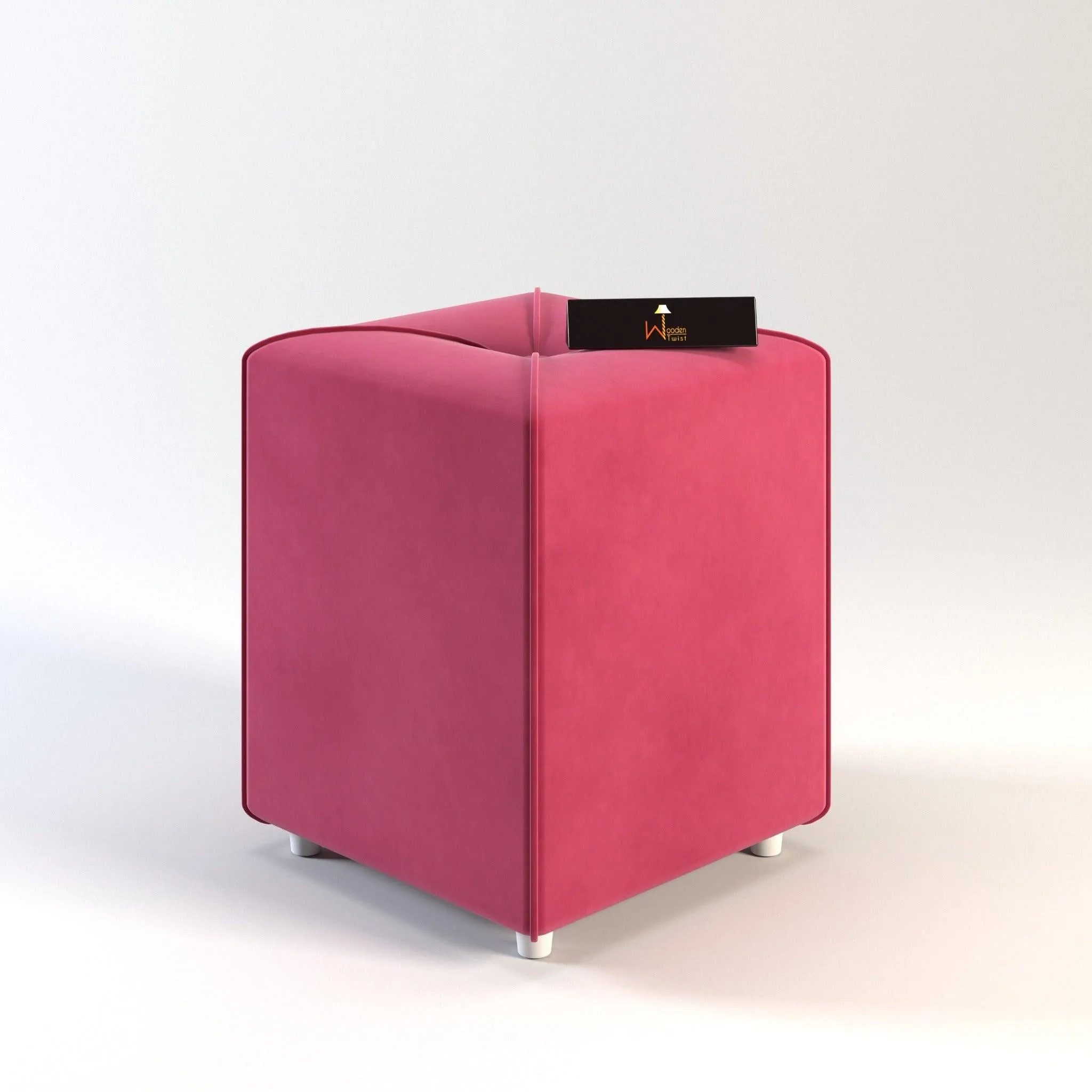 Stool for Living Room Soft Fabric Comfortable Cushion Ottoman Stool (Pink)