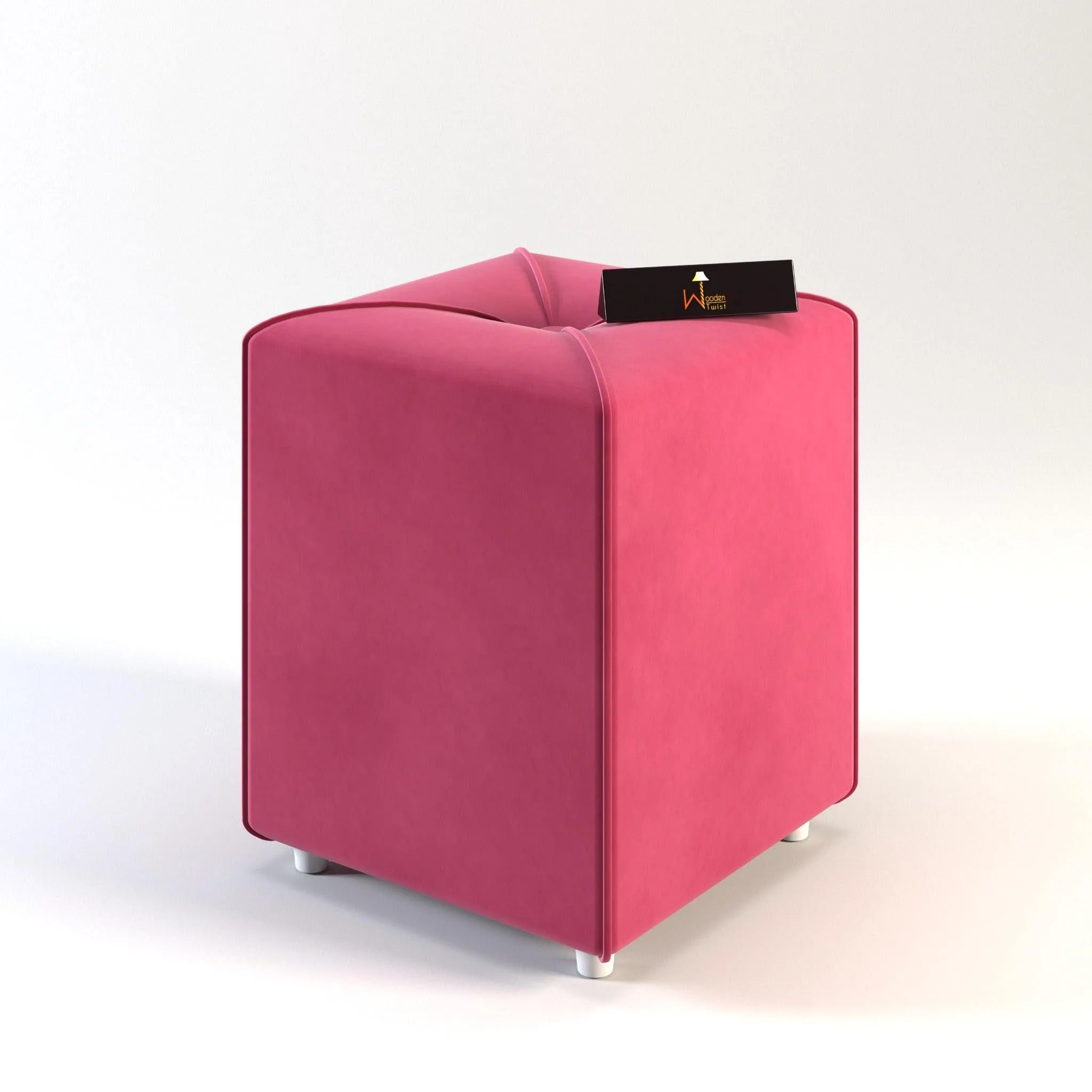 Stool for Living Room Soft Fabric Comfortable Cushion Ottoman Stool (Pink)