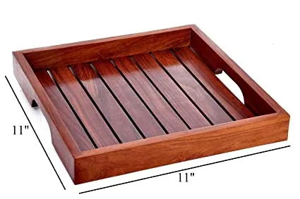 White Whale Indian Rosewood Sheesham Wood Handmade & Handcrafted Wooden Serving Tray