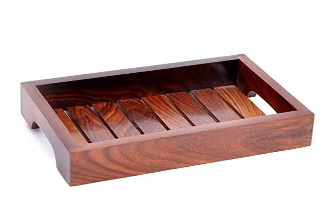 White Whale Indian Rosewood Sheesham Wood Handmade & Handcrafted Wooden Serving Tray